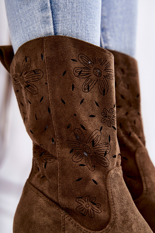 Жіночі замшеві чоботи з ковбойськими чобітьми кольору хакі Аріан