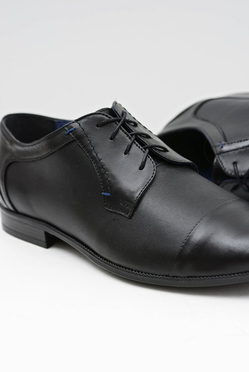 Чоловічі шкіряні ділові чорні півчеревики Leopoldo