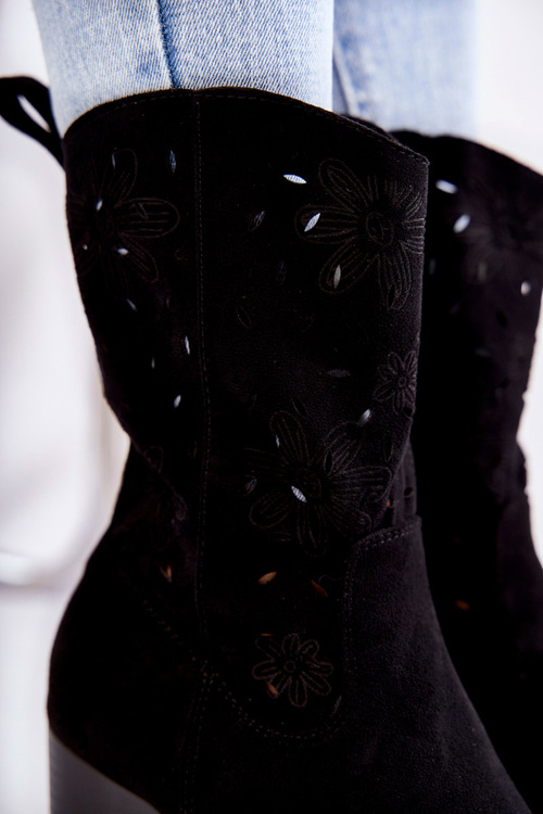 Жіночі замшеві чоботи з ковбойськими чобітьми Чорні Аріани