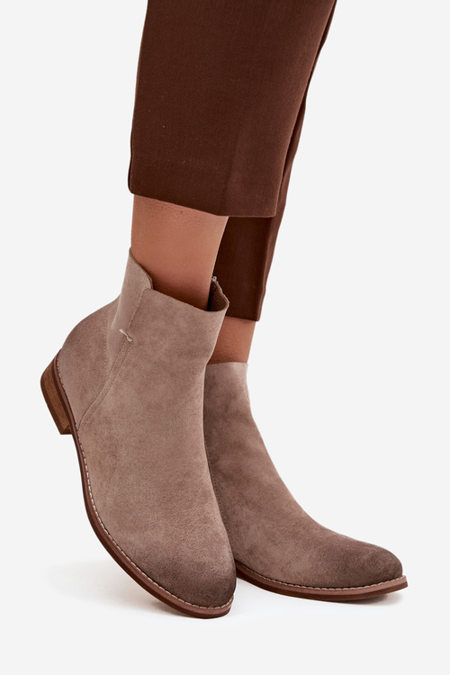 Жіночі чоботи на плоскому підборі Vinceza 39961 бежеві