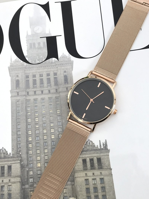 Жіночий годинник Michael John Lyssa Gold Bracelet / Black Dial