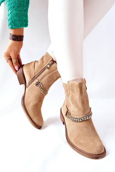 Жіночі замшеві чоботи Nicole Leather Beige Dome