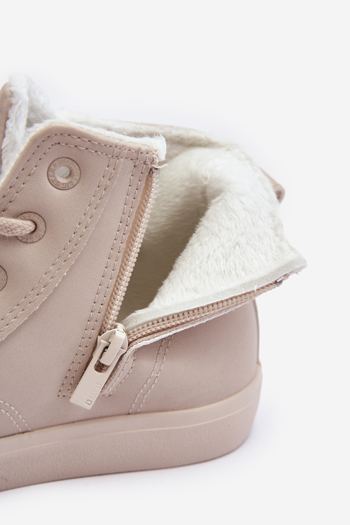 Жіночі стьобані кросівки на блискавці світло-бежеві Big Star MM274018