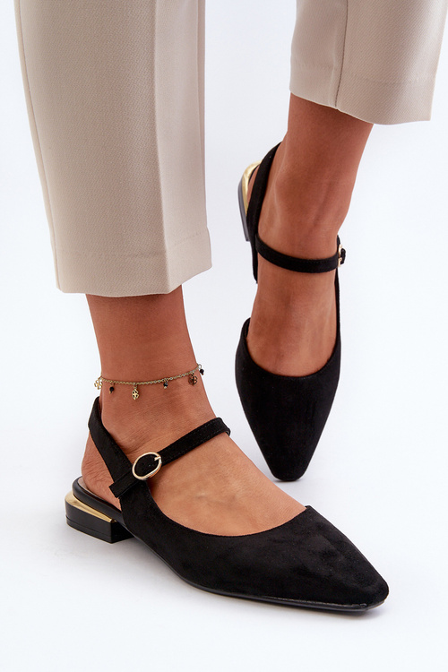 Жіночі балетки на низькому каблуці з відкритою спиною Sergio Leone SK831 Black