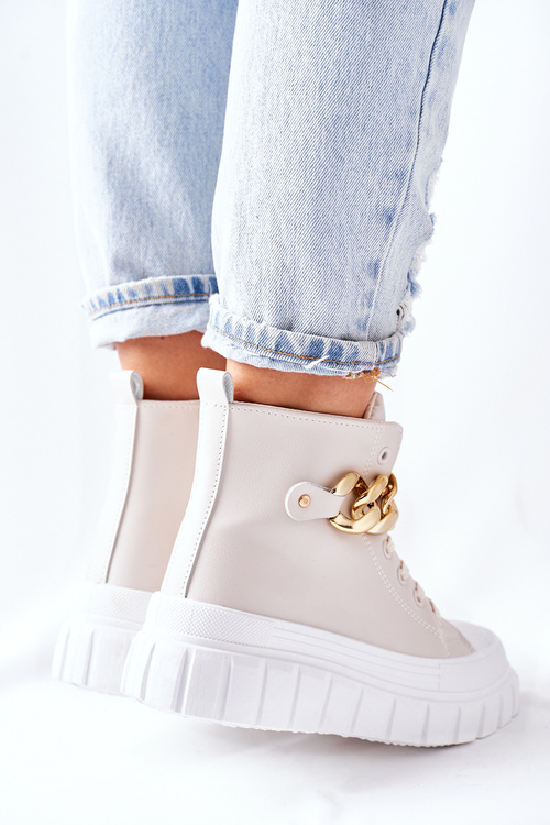 Високі кросівки на платформі бежеві La Rocca