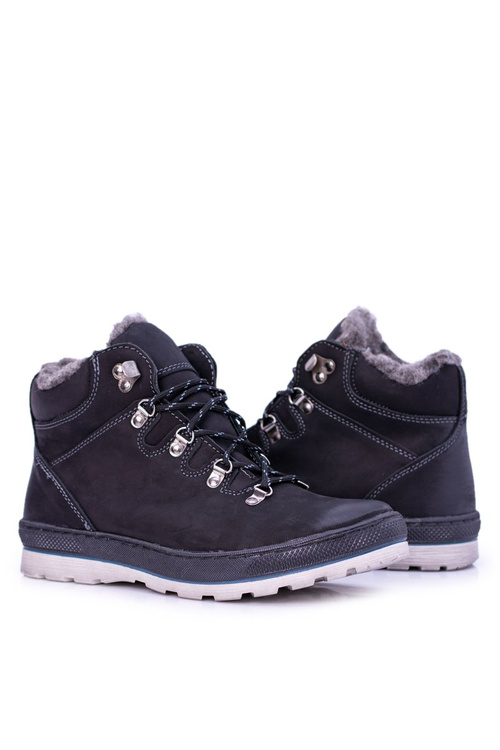 Чорні шкіряні утеплені чоловічі черевики Abelo