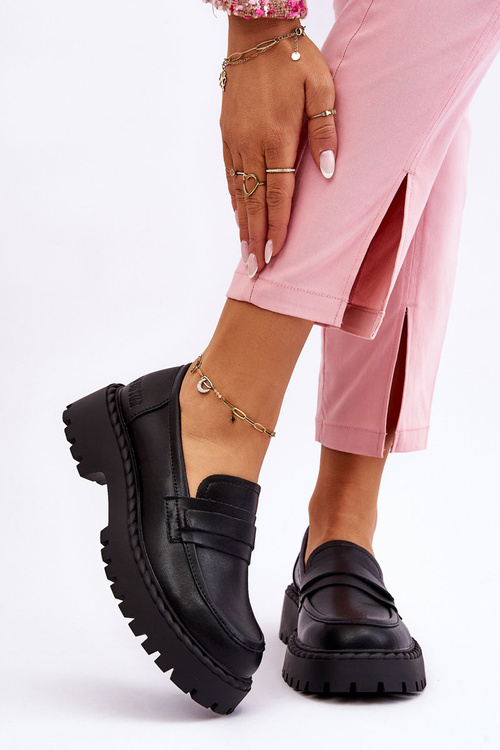 Шкіряні жіночі лофери Big Star LL274458 Чорні