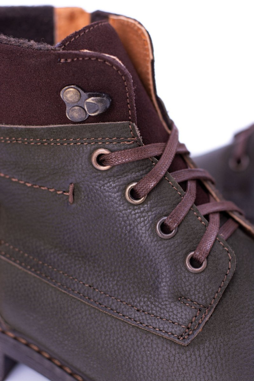 Оливкові шкіряні утеплені чоловічі черевики Neex Kobe