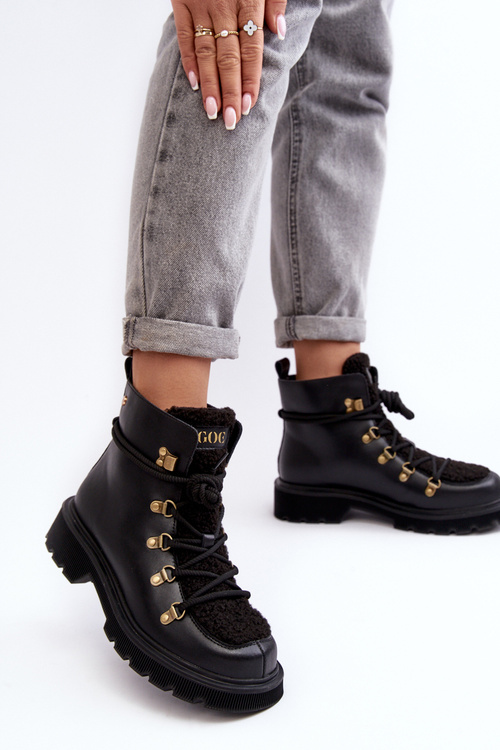 Шкіряні черевики Trapper жіночі GOE MM2N4082 Чорні