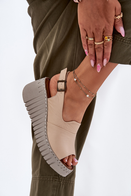 Жіночі Сандалі З Природної Шкіри На Котурні Artiker Бежеві 56C0957