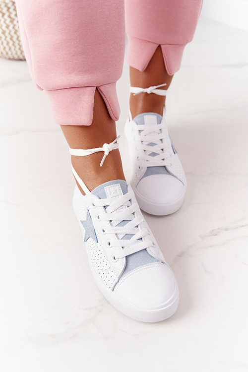 Жіночі шкіряні кросівки із зіркою BIG STAR DD274692 Біло-Сині