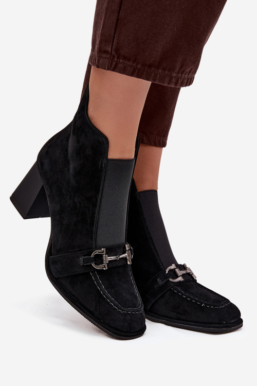 Жіночі ботильйони з натуральної замші на підборах Artiker 57C0124 Чорні