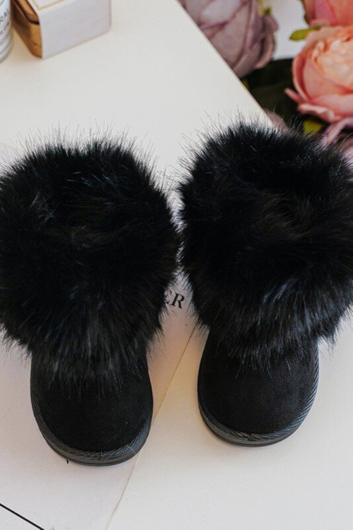 Дитячі утеплені зимові черевики з пухнастим чорним носком