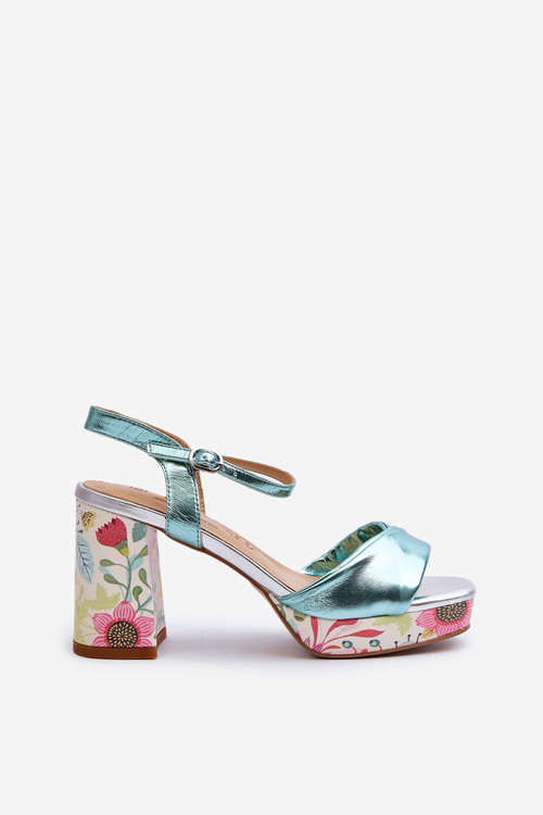 Жіночі босоніжки з квітковим малюнком D&A CR980 Сині