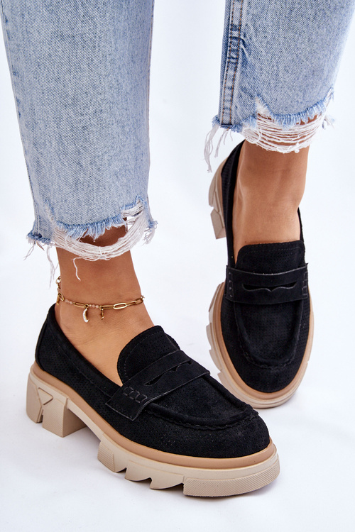 Жіночі лофери на підборах чорні Fletcher