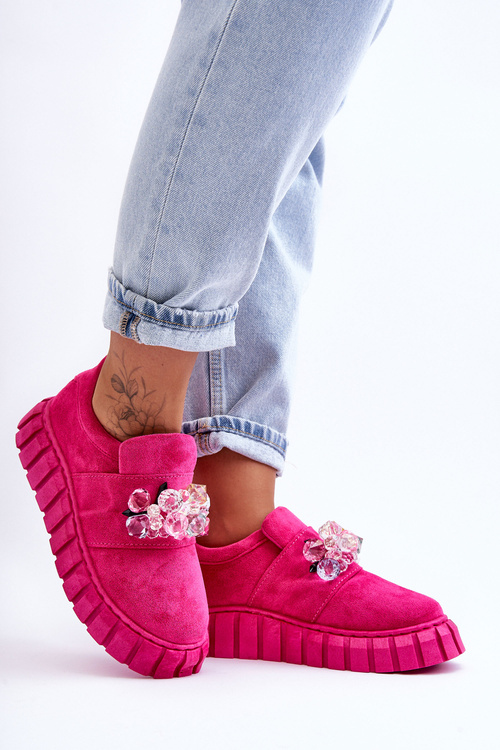 Модне спортивне взуття на слипонах з декором Fuchsia Desire