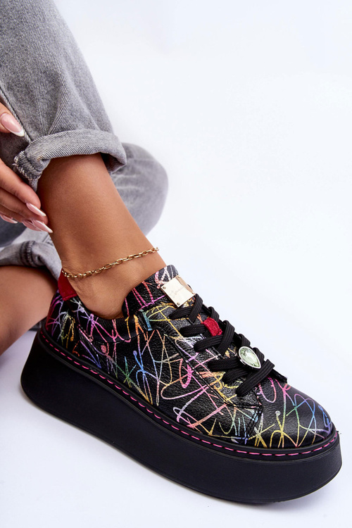 Шкіряне спортивне взуття на платформі Maciejka 06191-39 різнокольорове