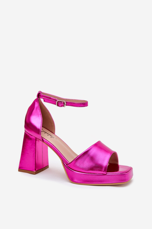 Лаковані Жіночі Сандалі На Каблуку Фуксія Маріла