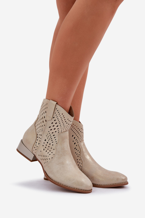 Жіночі Чоботи З Відкритим Носком На Низькому Каблуці Золоті Neliawen