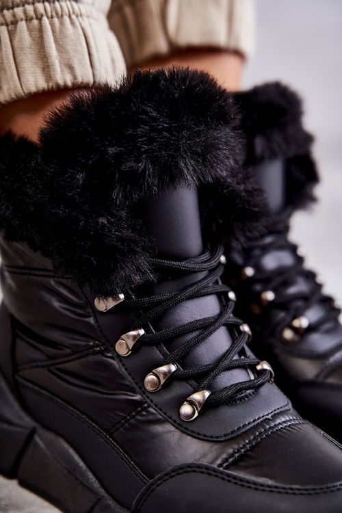 Жіночі зимові черевики на шнурівці Black Anna