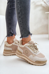 Жіночі утеплені кросівки на платформі Big Star OO274A214 бежевого кольору