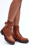 Жіночі робочі черевики на блискавці з орнаментом коричневого кольору Ciossava