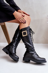 Черевики бойові з декоративною пряжкою Black Linnealisa