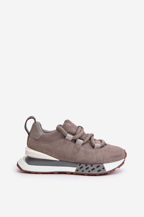 Замшеві жіночі кросівки на платформі з товстою шнурівкою Artiker 54C1463 сірі