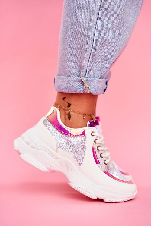 Спортивні жіночі туфлі з парчі білі Vebi