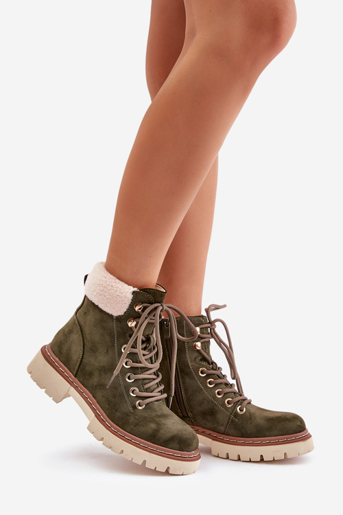 Жіночі утеплені ботильйони на блискавці зелені Ferelia