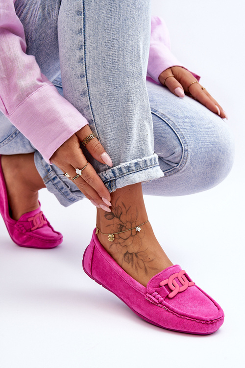 Жіночі модні замшеві мокасини Рабель рожеві