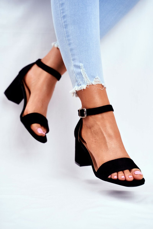 Замшеві босоніжки на каблуці Vinceza 20-17058 Чорні