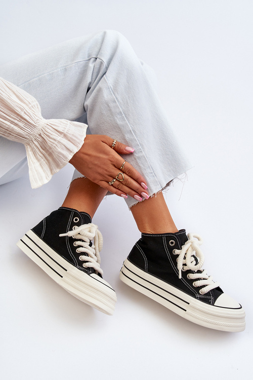 Жіночі кросівки на платформі чорні Aineri