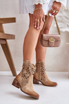 Жіночі ботильйони з перфорованим малюнком бежеві Lewski 3394/2