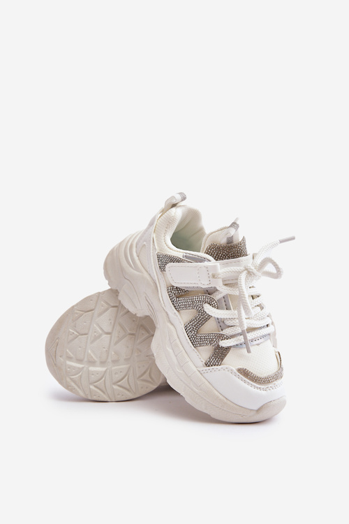 Дитячі кросівки з цирконієм Білі Rianalla