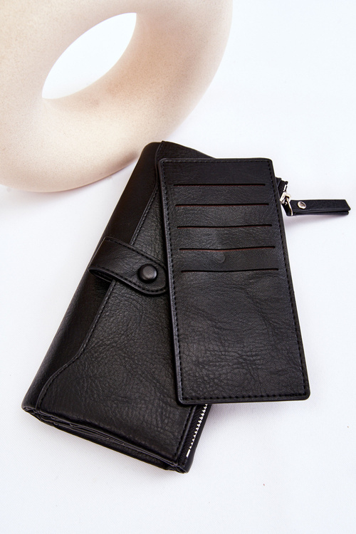 Жіночий великий місткий гаманець чорний Evina