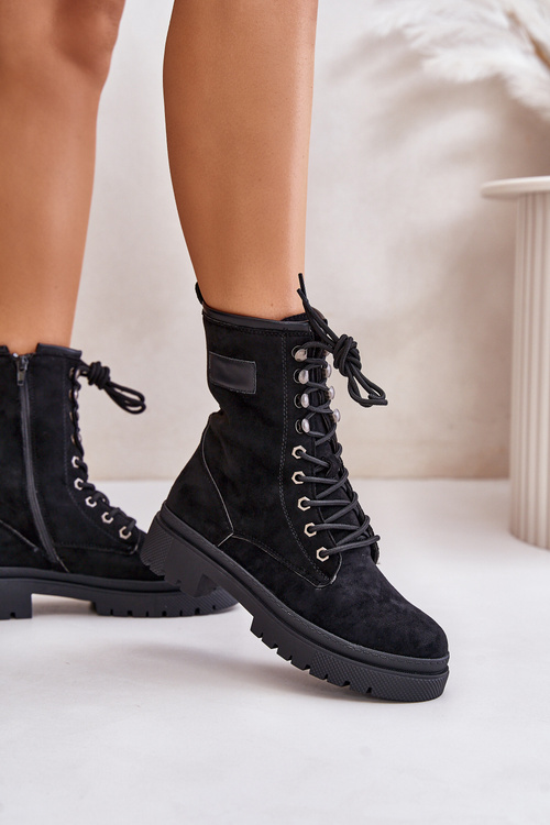 Жіночі робочі черевики на блискавці з еко-замші Black Savalann