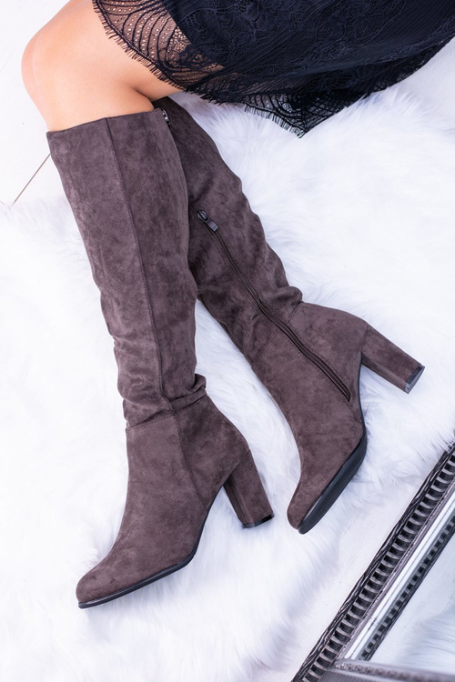 Сірі жіночі замшеві чоботи Sergio Leone KZ271