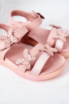 Дитячі босоніжки на липучці з метеликами Мальвіка рожеві