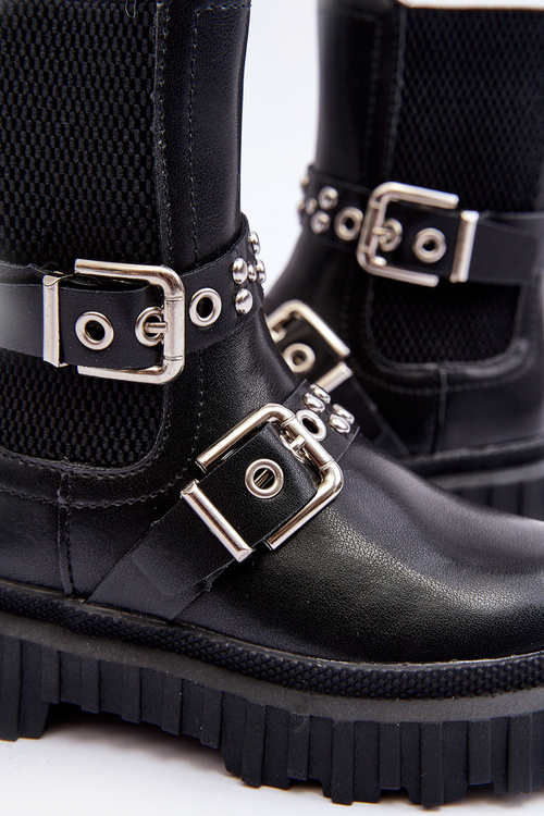 Чорні ботильйони на блискавці для дівчинки Adeneia