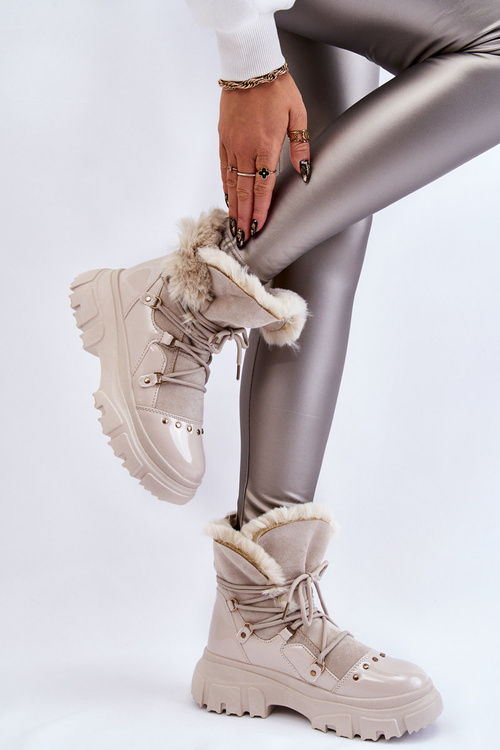 Чоботи жіночі на шнурівці світло-бежеві Merron