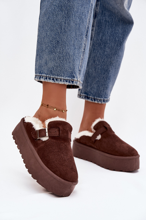 Жіночі Снігові Черевики З Мехом Та Пряжкою На Платформі Шоколадні Jessina