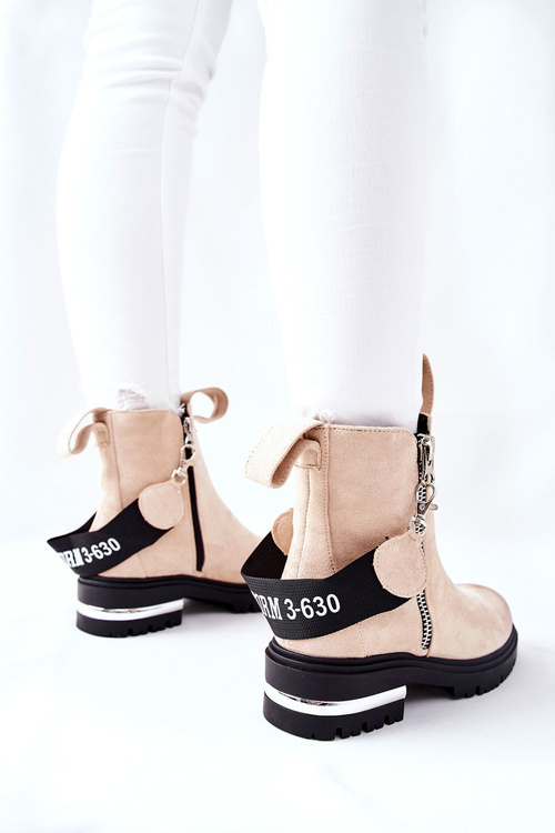 Чоботи утеплені на блискавці Кортона бежеві