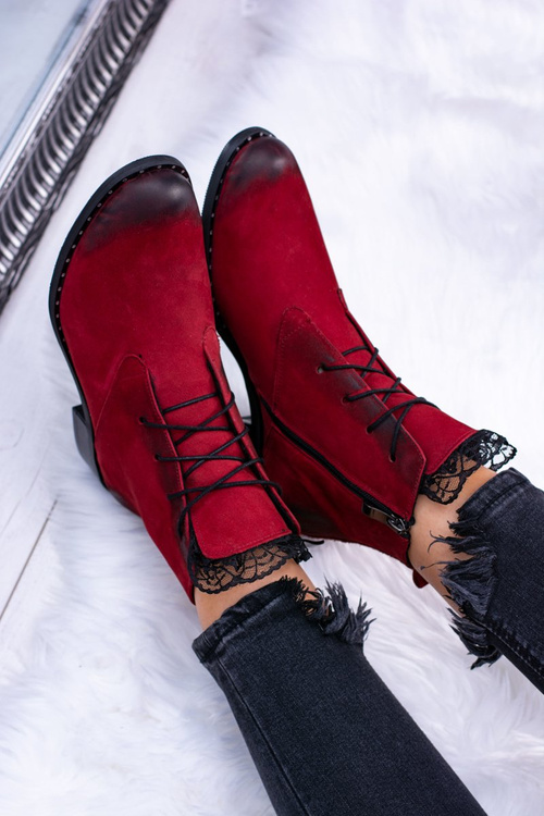 Шкіряні червоні жіночі черевики Millano на шнурівці