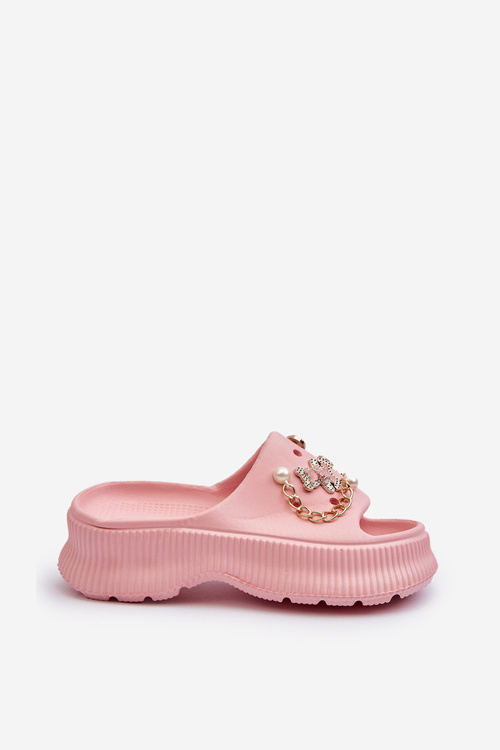 Жіночі поролонові шльопанці з рожевим декором Afariana