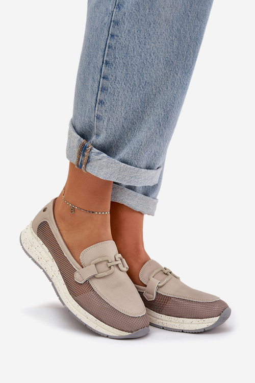 Жіночі Шкіряні Мокасини D&A TW210 Сірі