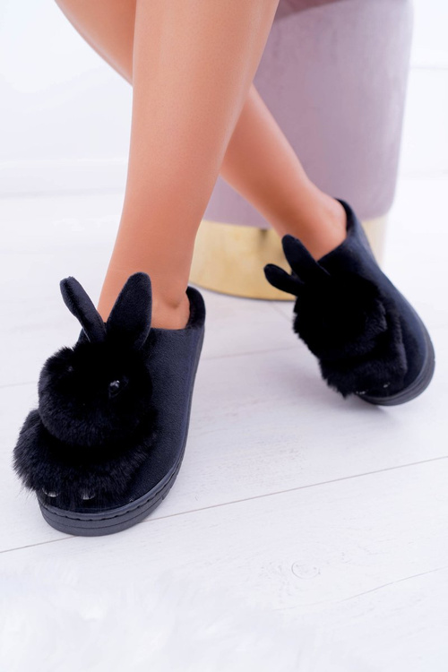 Жіночі класичні тапочки з кроликом Black Howi