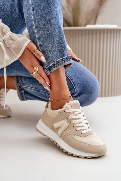 Кросівки Жіночі Спортивні Утеплені Хутром Бежеві Ciamara