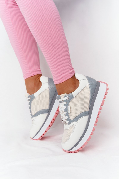 Шкіряне спортивне взуття на платформі GOE HH2N4008 білого кольору