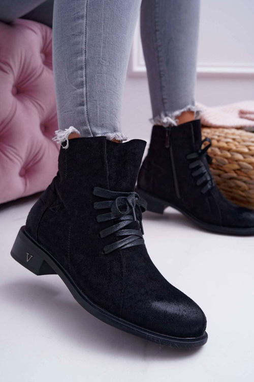 Жіночі ботфорти на плоскій підошві Workers Black Teref